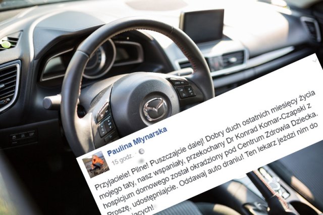 Paulina Młynarska apeluje, by ludzie pomogli znaleźć ukradzione auto należące do lekarza z hospicjum domowego.