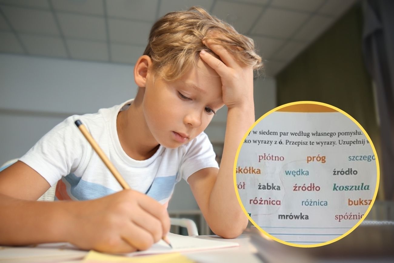uczeń rozwiązujący zadanie domowe z polskiego