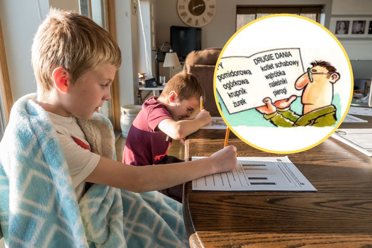 Dzieci rozwiązują pracę domową.