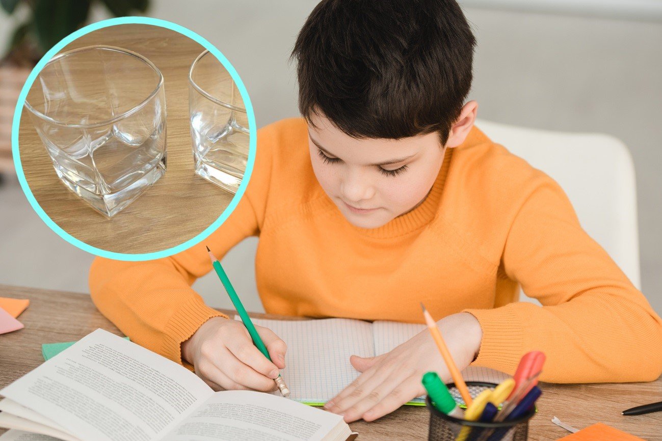 Postaw na biurku dziecka 2 szklanki. Jego sposób uczenia błyskawicznie się polepszy