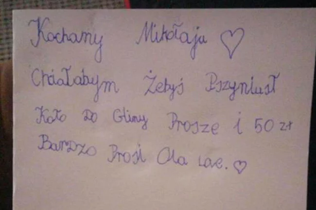 List Oli do Mikołaja.