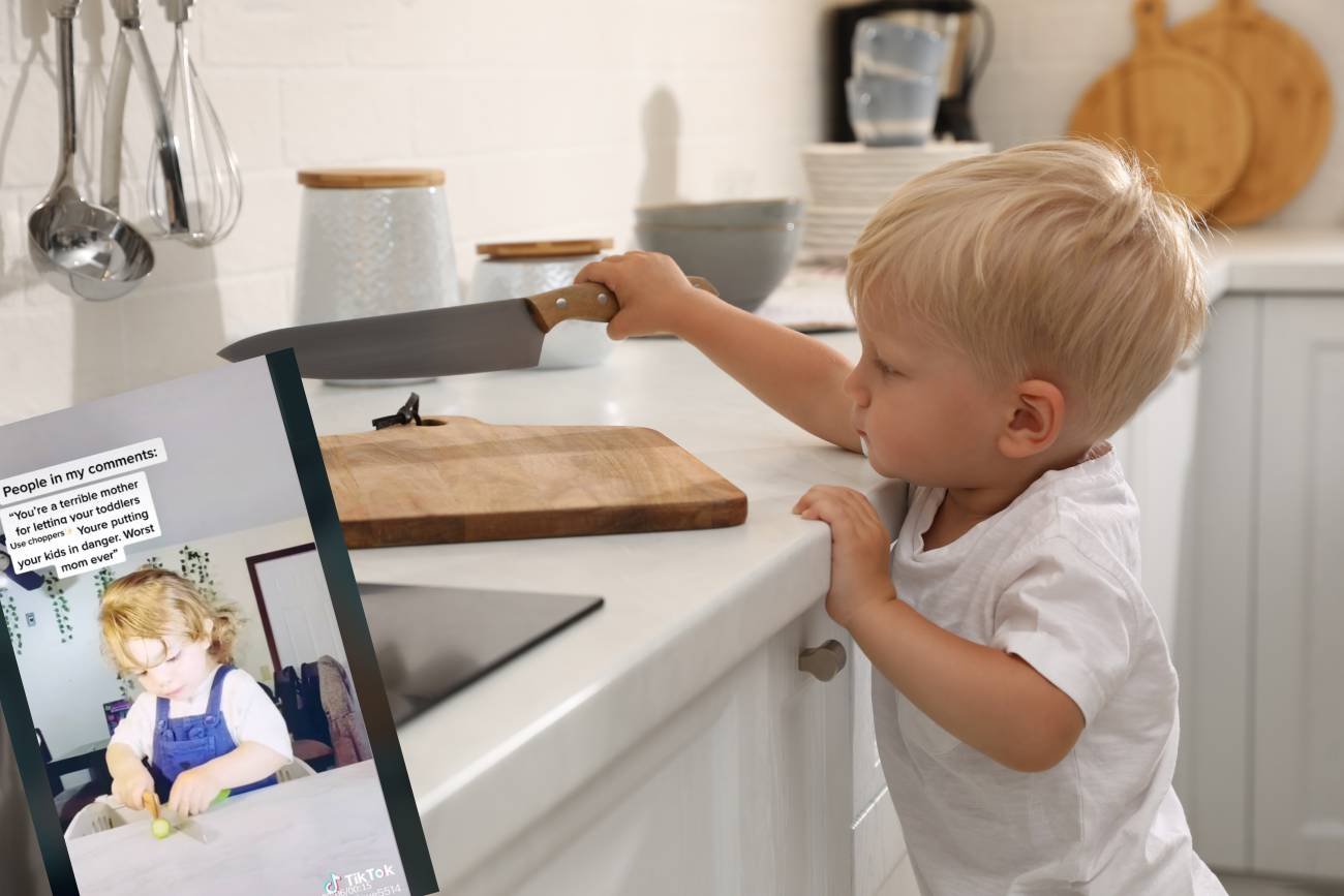 krojenie nożem, cięcie nożyczkami, nauka obsługi noża, nauka krojenia, tiktok, kiedy dać dziecku nóż, kiedy dać dziecku nożyczki