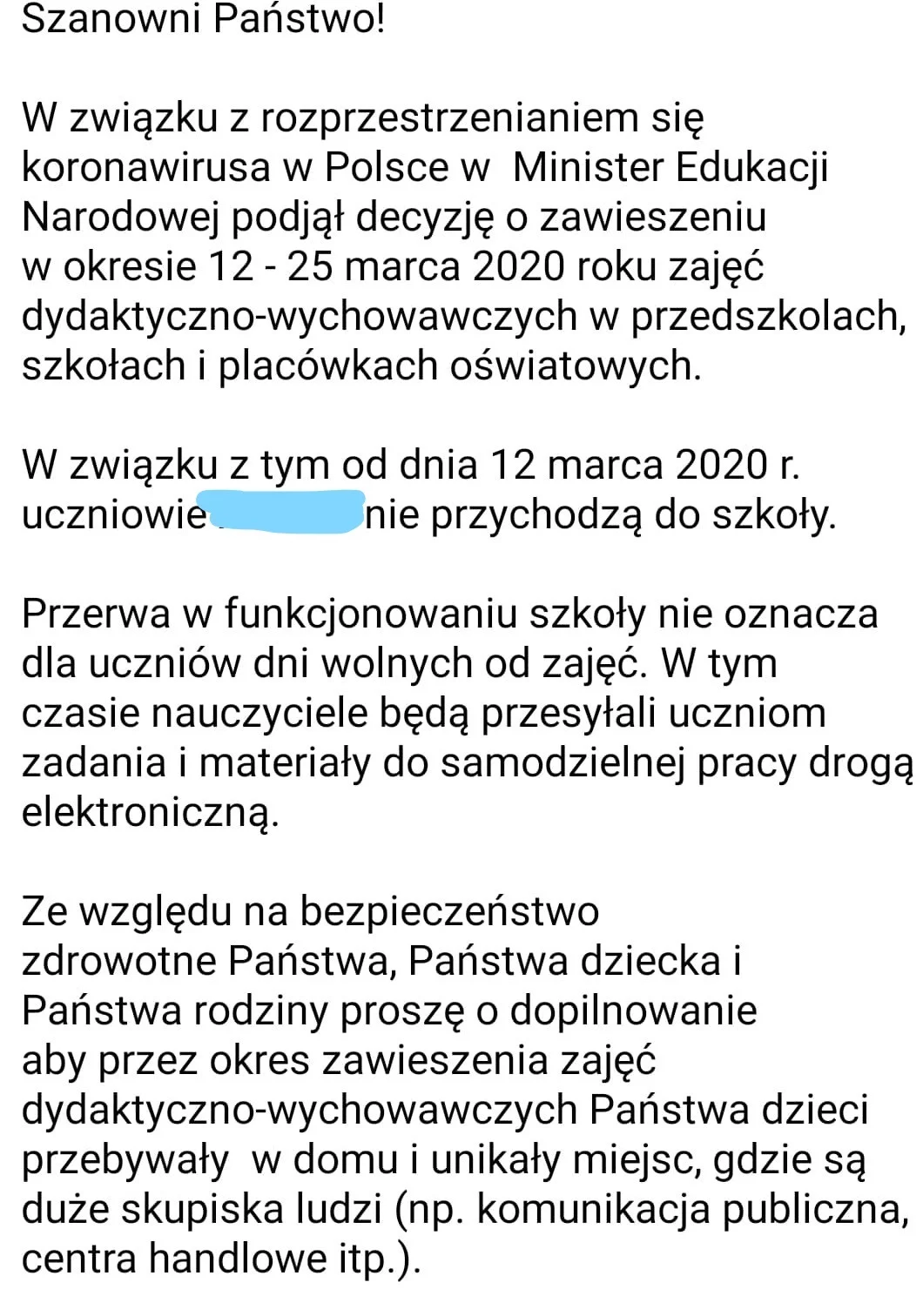 koronawirus a lekcje online