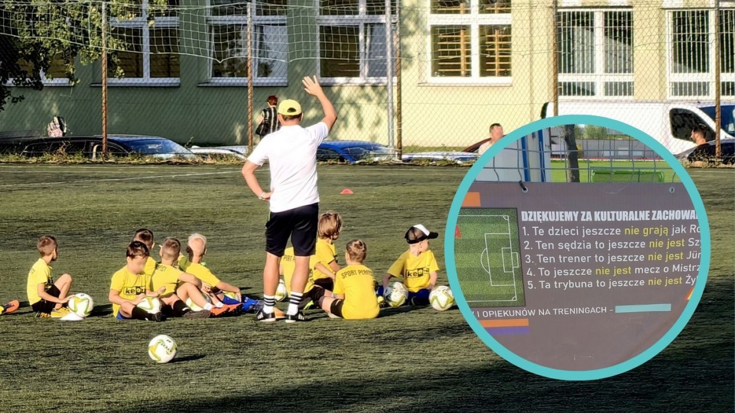 Drużyna chłopców trenuje na boisku.