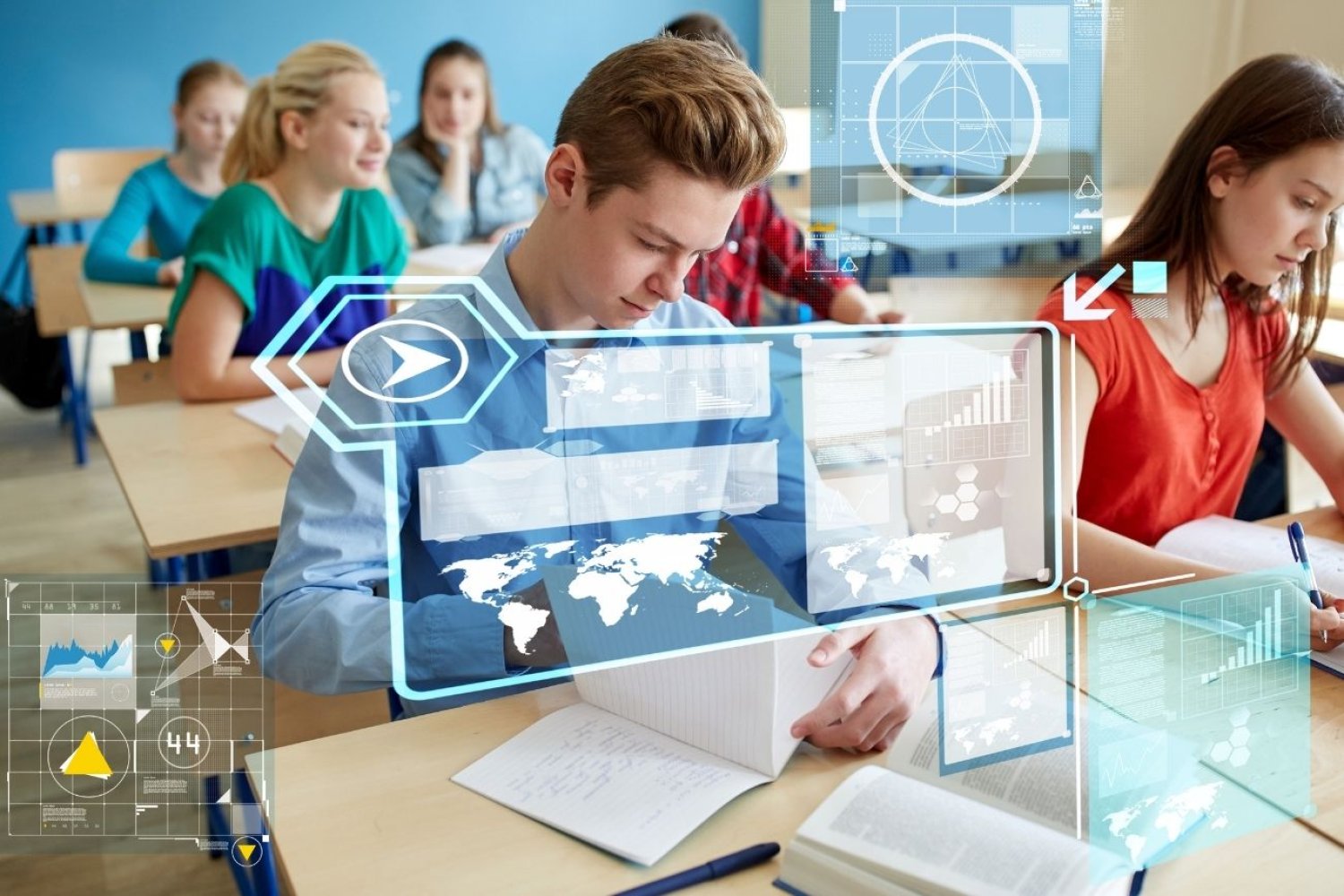 Dzieci na lekcjach uczą się z pomocą sztucznej inteligencji