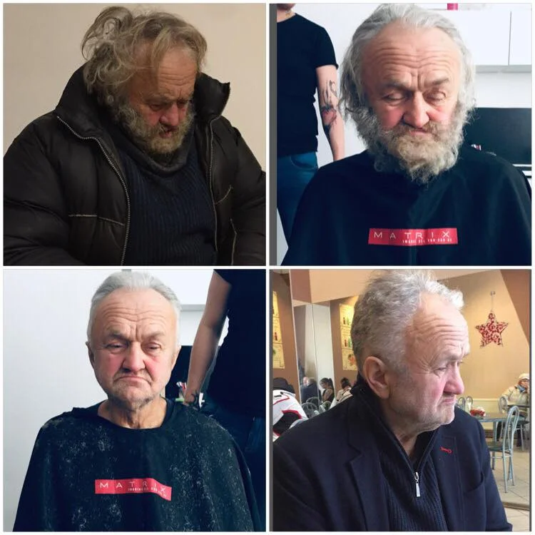 Pan Roman przed i po wizycie u fryzjera