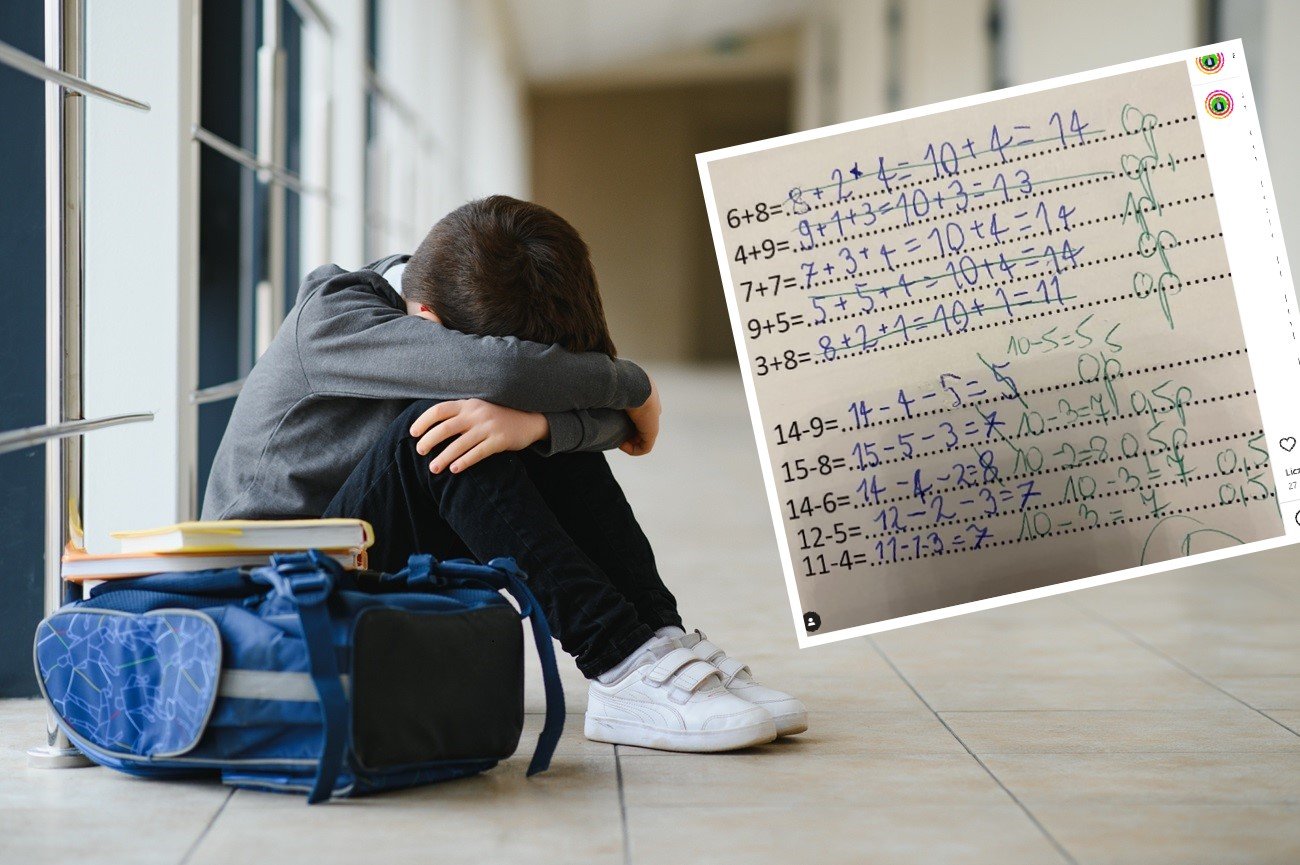 smutne dziecko i sprawdzian