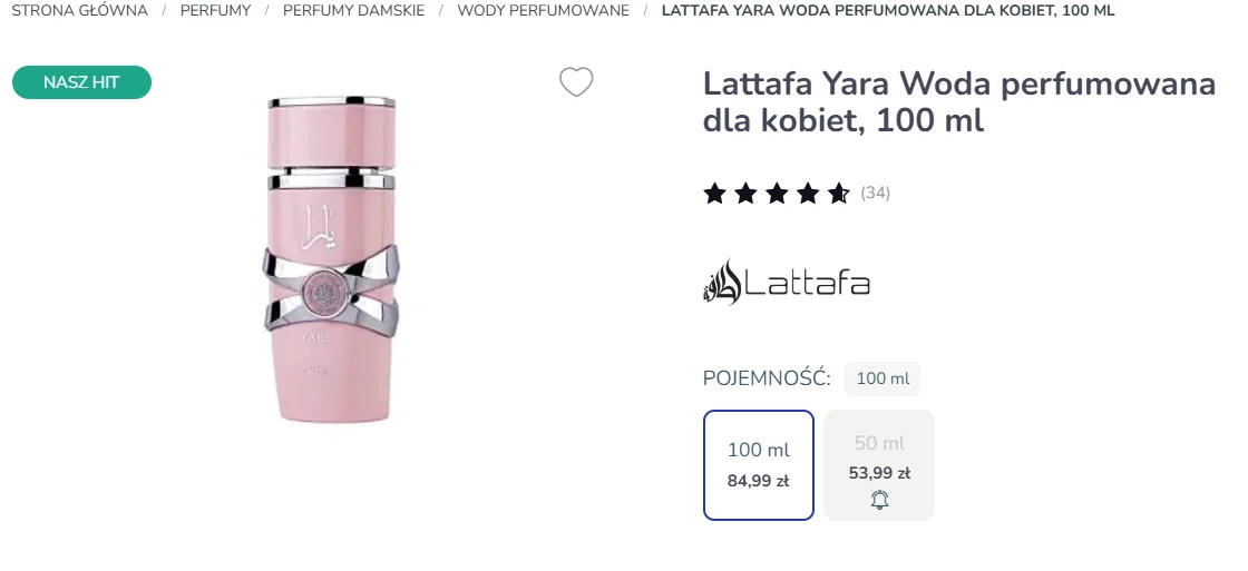 Arabska woda perfumowana dla kobiet. 
