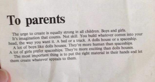 Fragment oryginalnej instrukcji z klocków Lego z lat 70-tych.