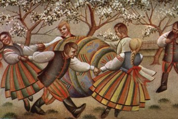Wielkanoc, wielkanocne zwyczaje, dawne zwyczaje, ludowe zwyczaje na Wielkanoc, siuda baba, śmigus-dyngus, lany poniedziałek, walatka, pogrzeb żuru i śledzia, przywołówki, kurek dyngusowy, pucheroki, dziady śmigustne, rękawka, palmowy Jezusek