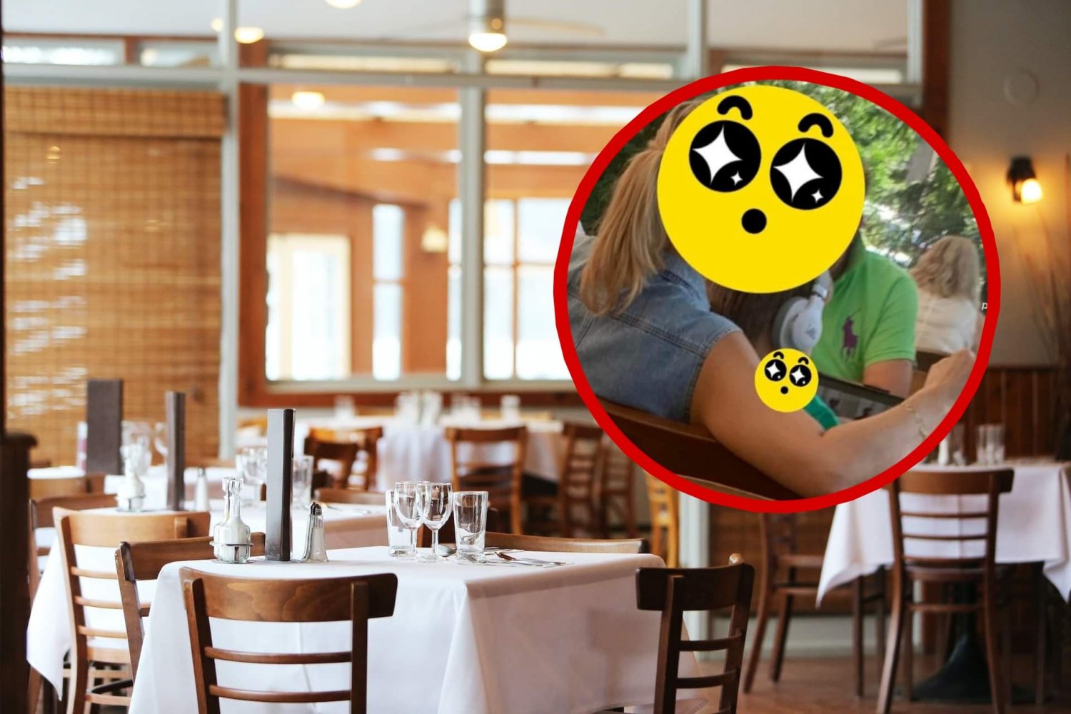 rodzina w restauracji, dziecko z tabletem