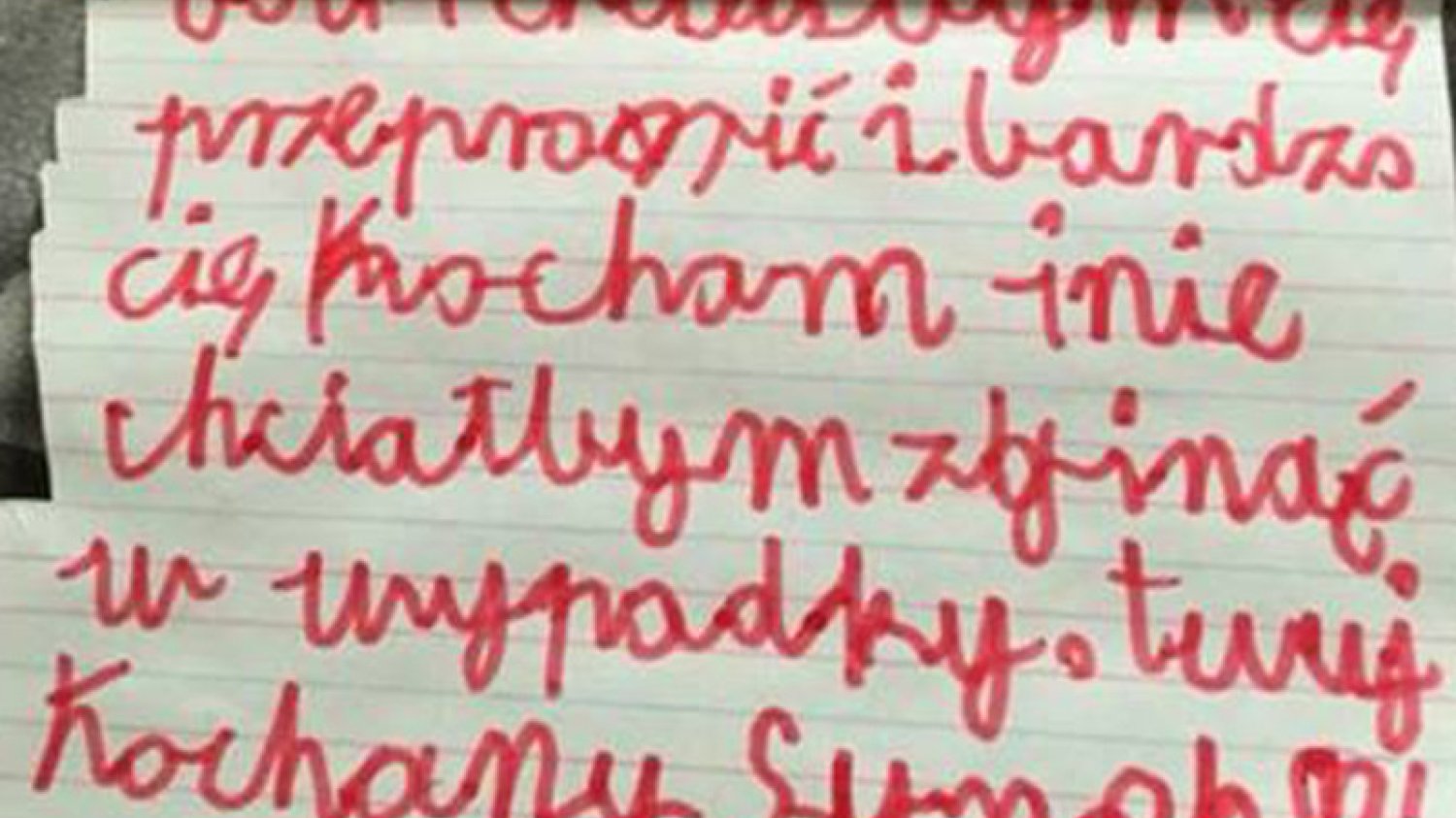 Fragment listu z przeprosinami, który napisał 6-latek