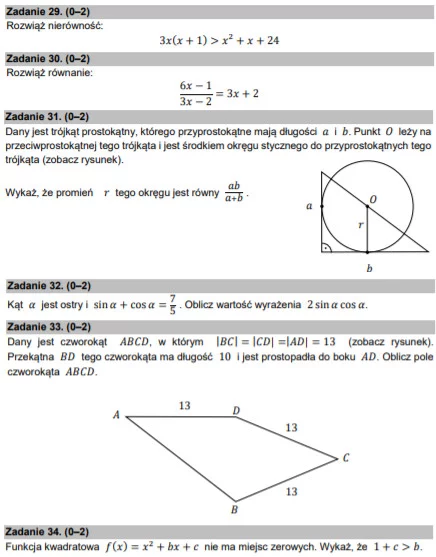 Zadania otwarte próbna matura z matematyki 2021