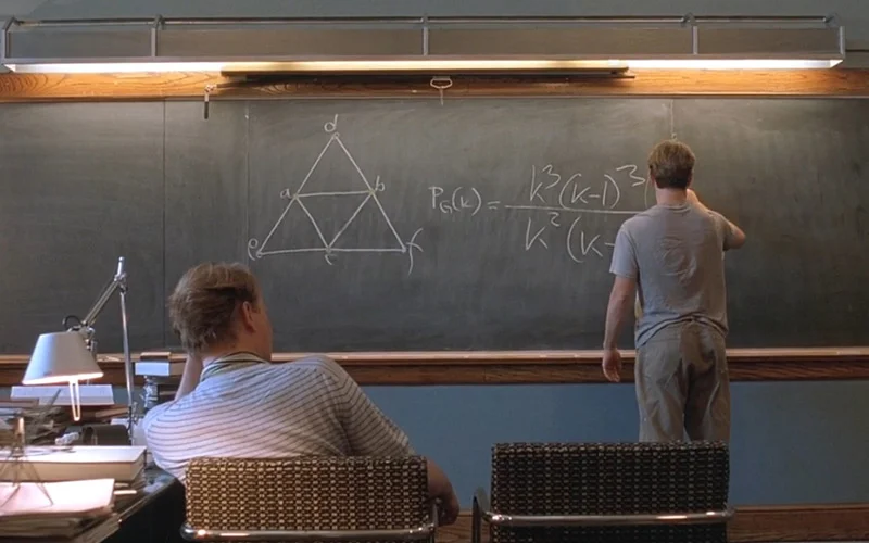 Kadr z filmu "Butownik z wyboru" z 1997 r., z  Robin Williams, Matt Damon, Ben Affleck, Stellan Skarsgård. Will Hunting.