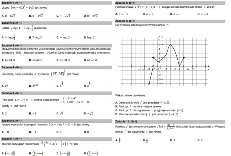 matura matematyka zadania otwarte