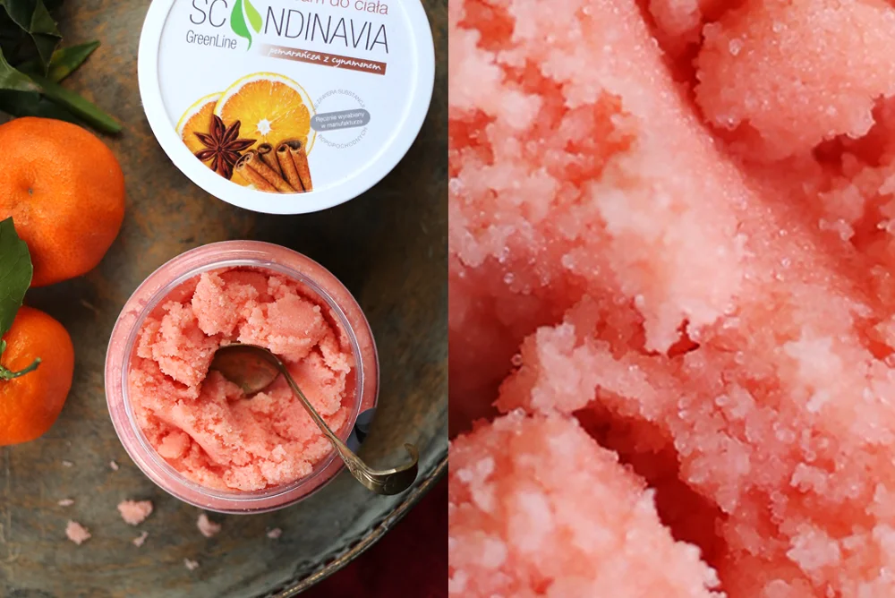 Peeling cukrowy o zapachu pomarańczy z cynamonem Scandinavia Cosmetics to moja nowa kosmetyczna miłość.