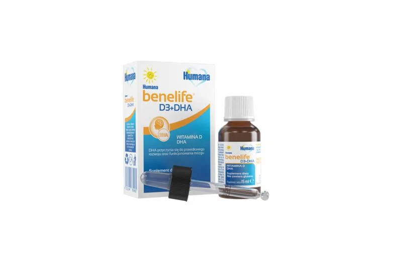 Humana benelife D3+DHA to naturalny suplement , który przy jednym podaniu dostarcza dwóch składników wspomagających m.in. rozwój kości i funkcjonowanie układu odpornościowego