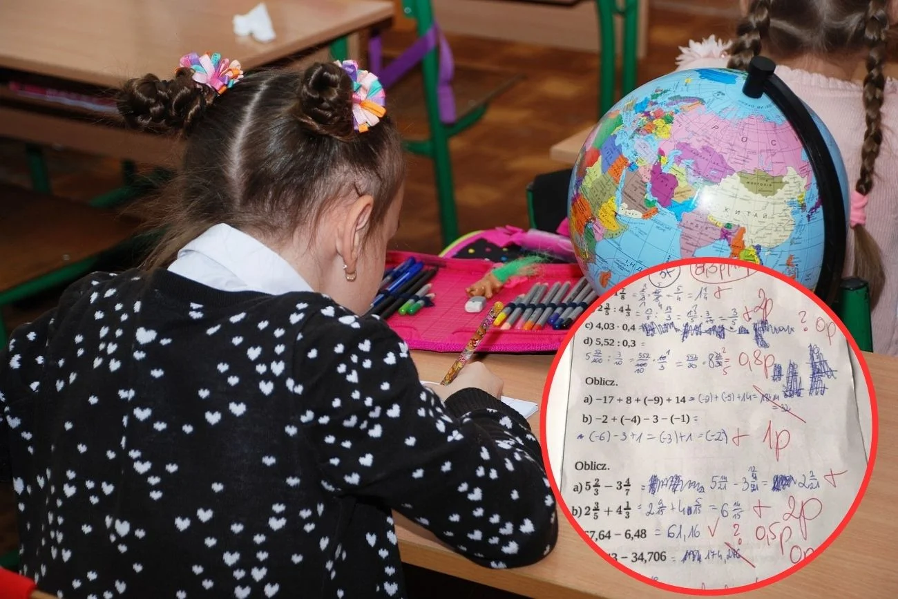 Dziecko pisze sprawdzian z matematyki.