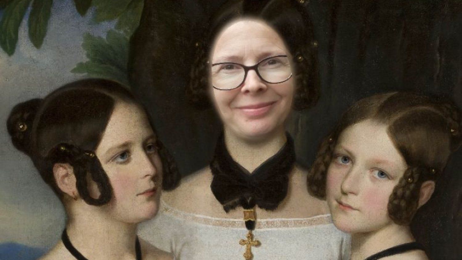 Autorka tekstu na obrazie "Portret trzech dziewcząt" J. Nejebse