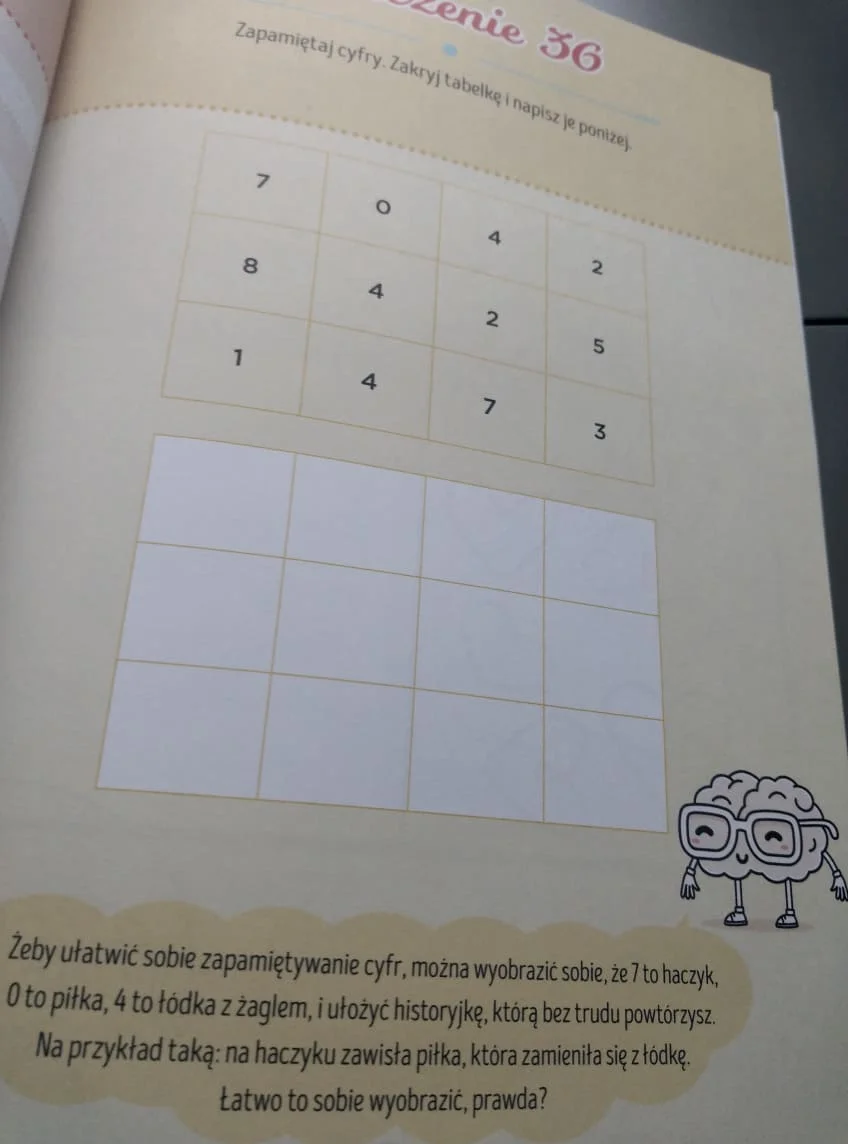 Ćwiczenie z książki "SuperPamięć dla dzieci"