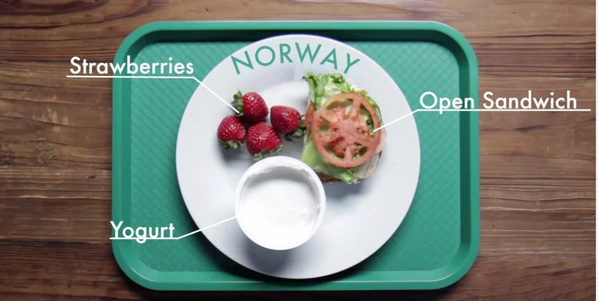 Zestaw obiadowy dla dzieci serwowany w Norwegii