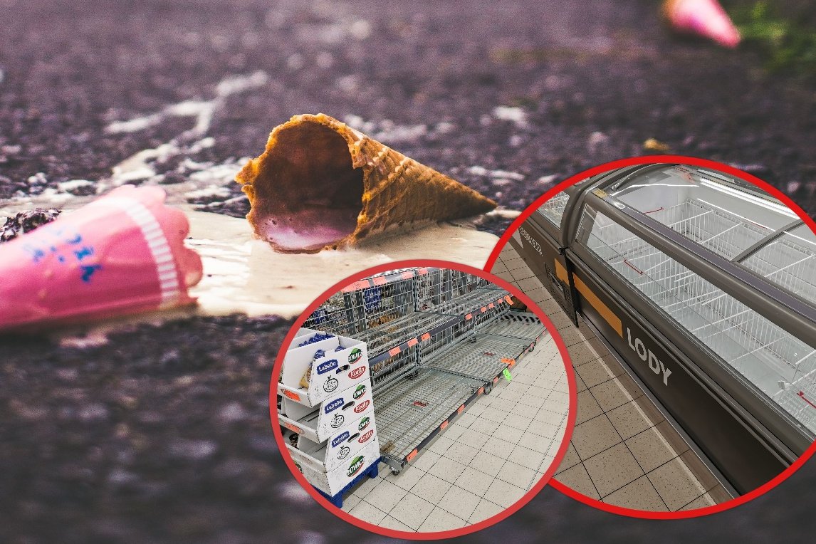 lody, zakupy, puste półki, upał