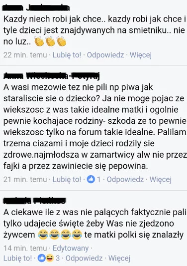 Odpowiedzi pod postem są zatrważające. Matki piszą o tym, że paliły przez całą ciąże i nie widzą w tym absolutnie nic niewłaściwego.