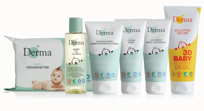 Duńskie kosmetyki Derma Eco Baby można stosować od 1. dni życia dziecka, również przy atopowym zapaleniu skóry (AZS) i skłonności do alergii. W ich skład wchodzą wyłącznie naturalne składniki: odżywcze olejki i aloes. Wszystkie składniki są hipoalergiczne