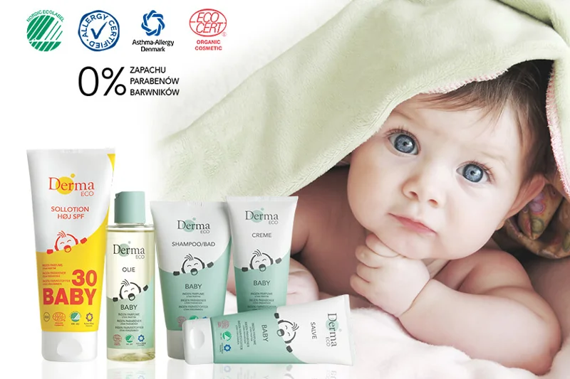 Wysoką jakość i bezpieczeństwo Derma Eco Baby potwierdza unikalne na skalę światową połączenie aż 4 międzynarodowych certyfikatów: Allergy Certified, Asthma Allergy Denmark, Ecocert Organic i Nordic Ecolabel