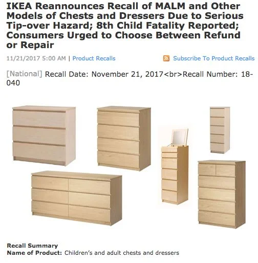 IKEA wycofuje ze sprzedaży komody MALM.
