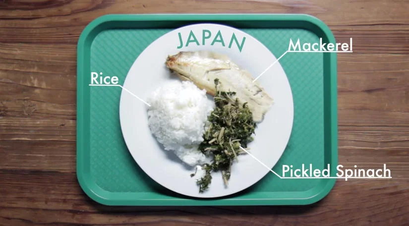Zestaw obiadowy dla dzieci serwowany w Japonii