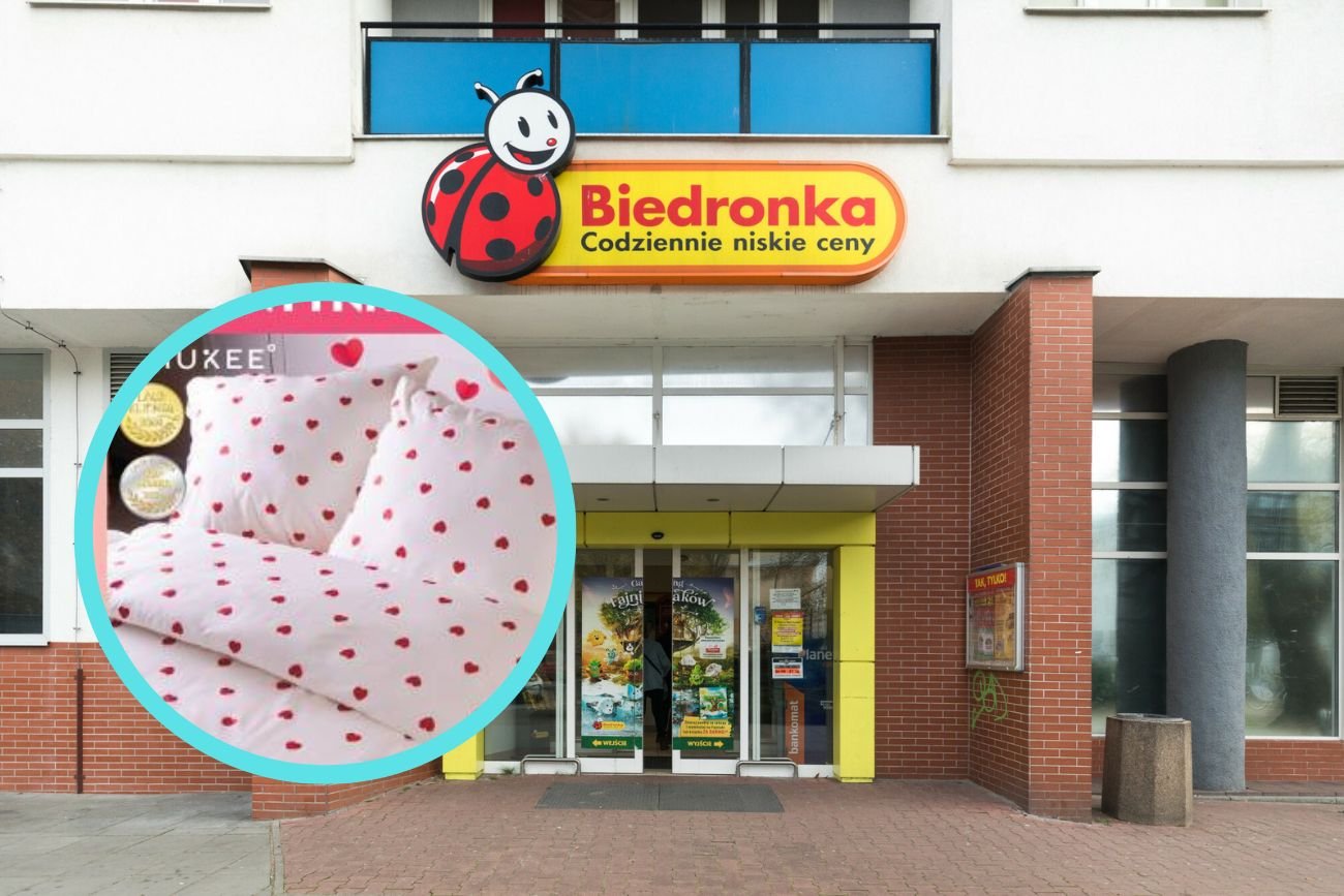 Pościel w serca w Biedronce.