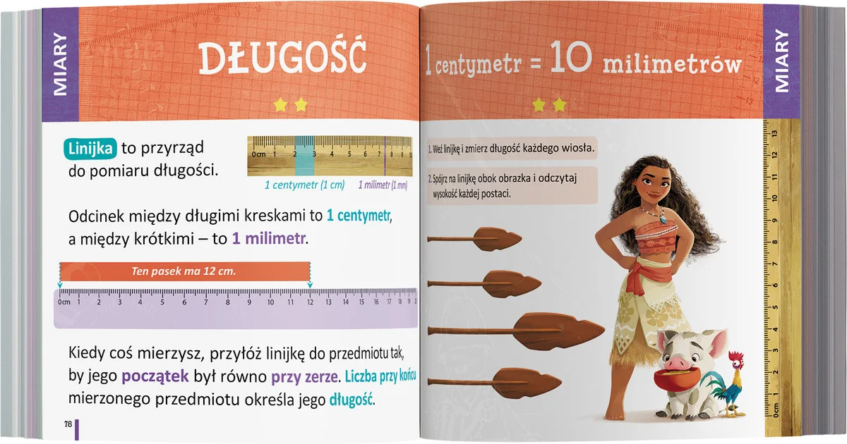 Przykładowa strona z książki edukacyjnej "Elementarz Matematyczny" z cyklu "Disney Uczy"