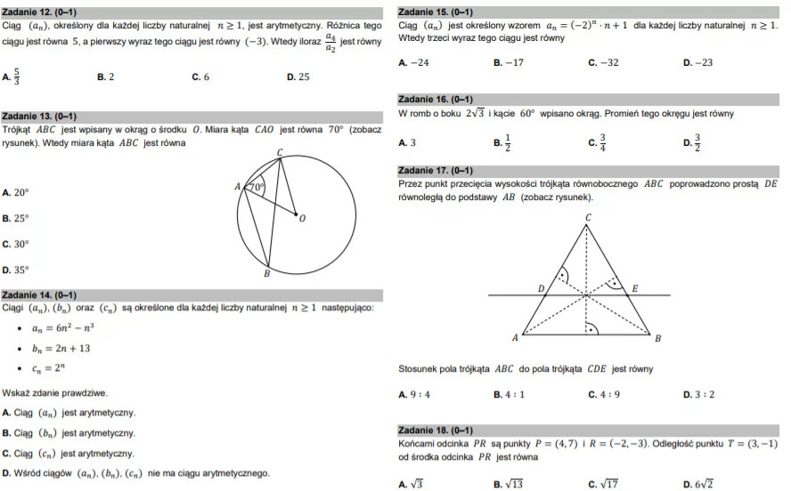 Arkusz matura próbna z matematyki 2021 marzec