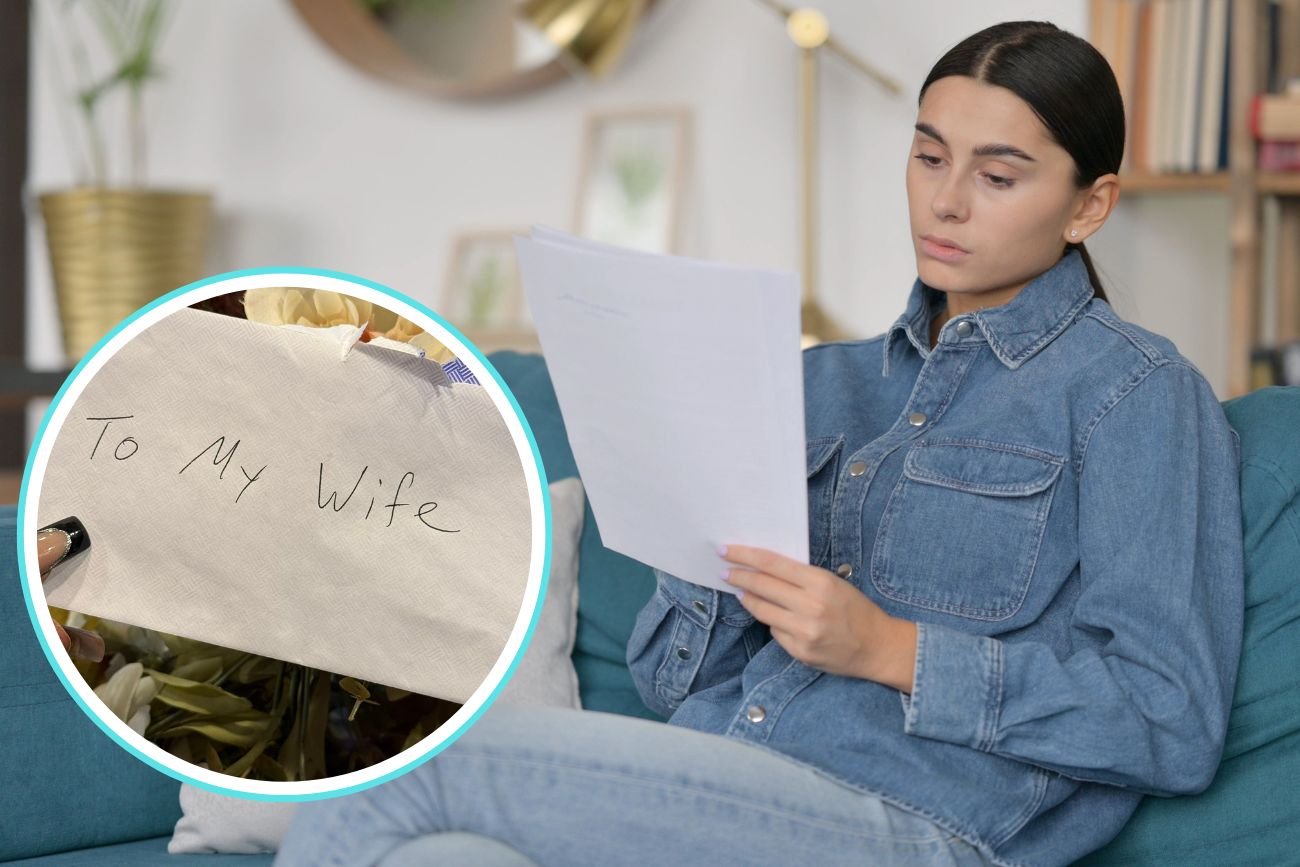 Kobieta czyta list od męża.