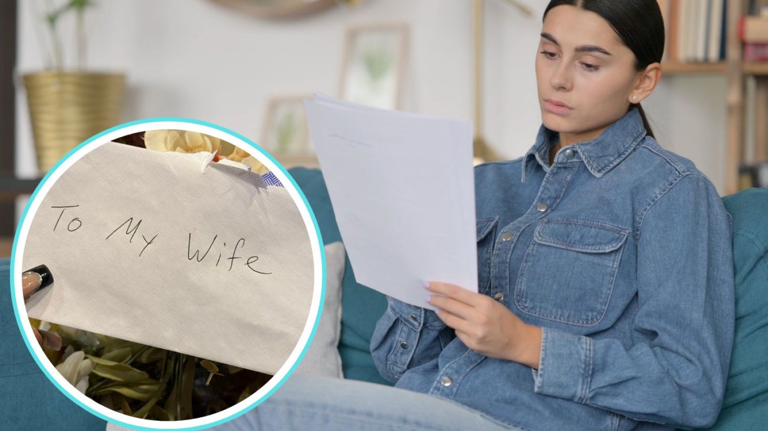 Kobieta czyta list od męża.