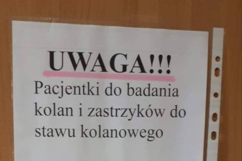 Kartka zawisła w szpitalu w Częstochowie