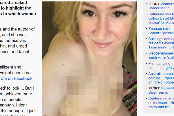 Fot. screen z Facebooka Rosie Waterland za: [url=http://www.abc.net.au/news/2016-01-21/rosie-waterland-naked-selfie-facebook-post-beauty-standards/7104742]abc.net.au[/url]