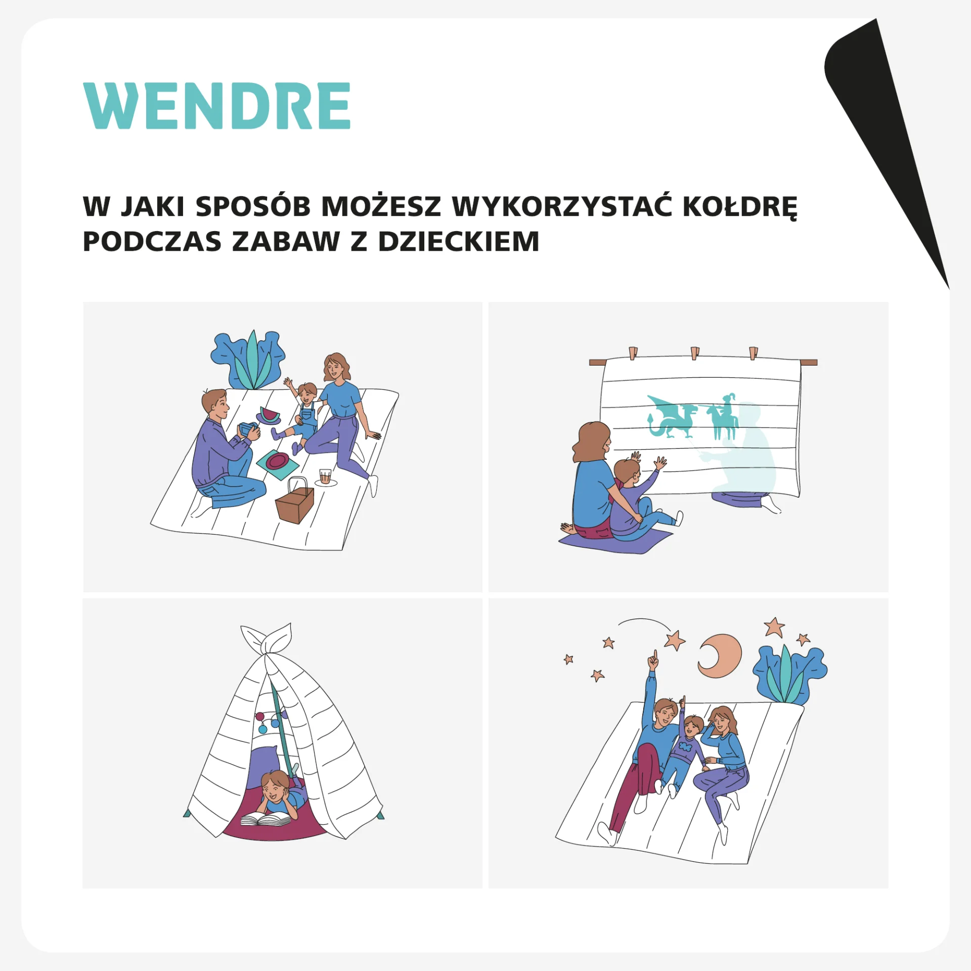 Grafika ALVSBYN kreatywne zabawy z kołdrą