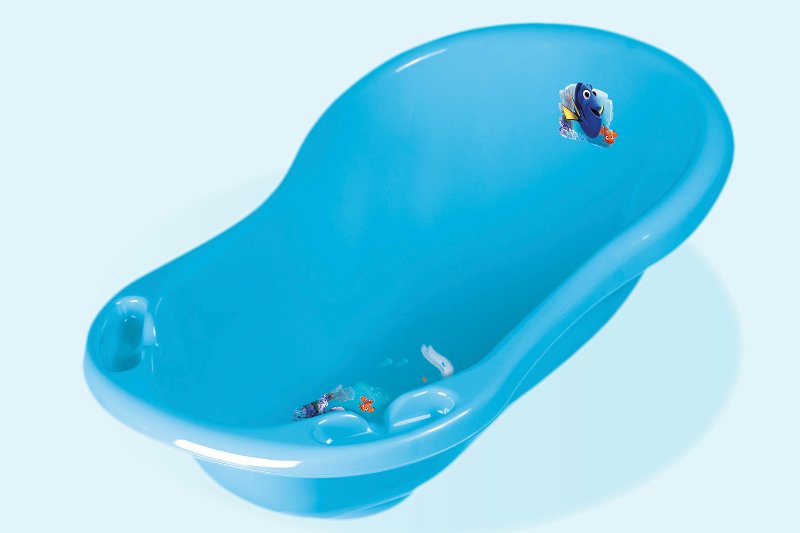 Idealna wanienka dla dziecka ma opływowe kształty, wyprofilowane miejsce na mydełko, a jej obrazki umieszczone są wewnątrz. Na zdjęciu "maria", wanienka z korkiem z katalogu firmy keeeper.