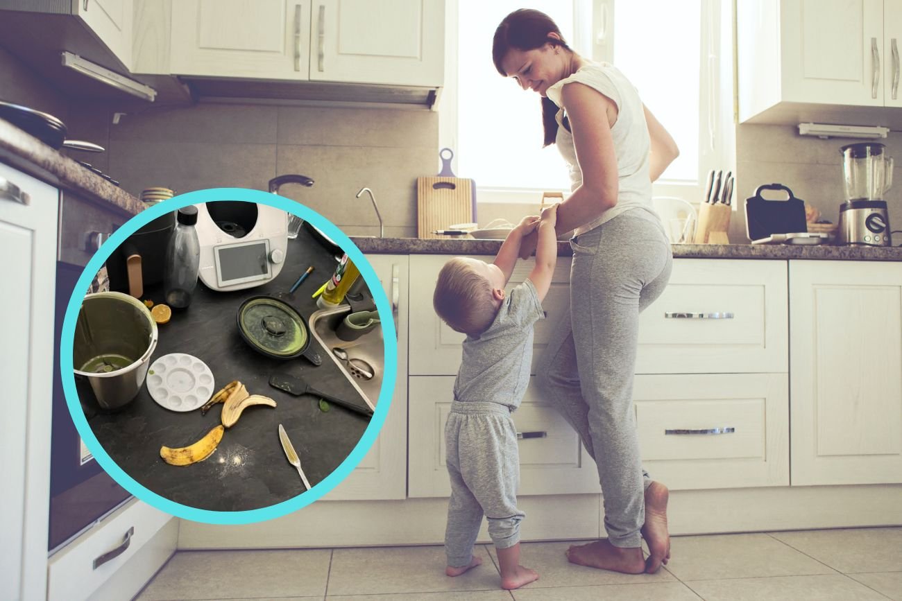 Bałagan na kuchennym stole, który zostawili pracodawcy. Bałagan na kuchennym stole, który zostawili pracodawcy.