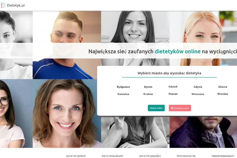 Serwis dietetyk.pl wzorowany na hitowym ZnanymLekarzu pozwala wyszukać profesjonalnego eksperta od żywienia w poradni najbliższej Twojego miejsca zamieszkania