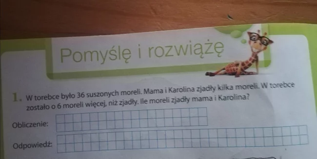 Ile zjadły moreli - zadanie z matematyki