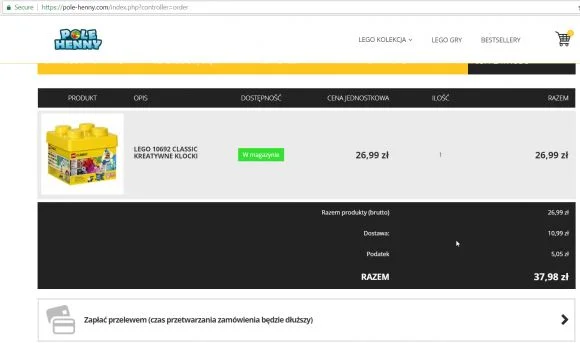 Tak wygląda strona fałszywego sklepu