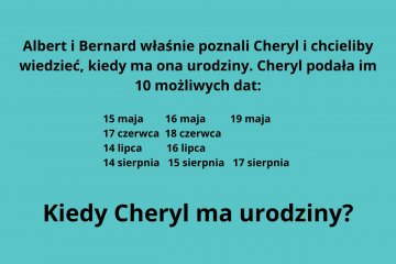zagadka logiczna z urodzinami Cheryl zagadka logiczna
