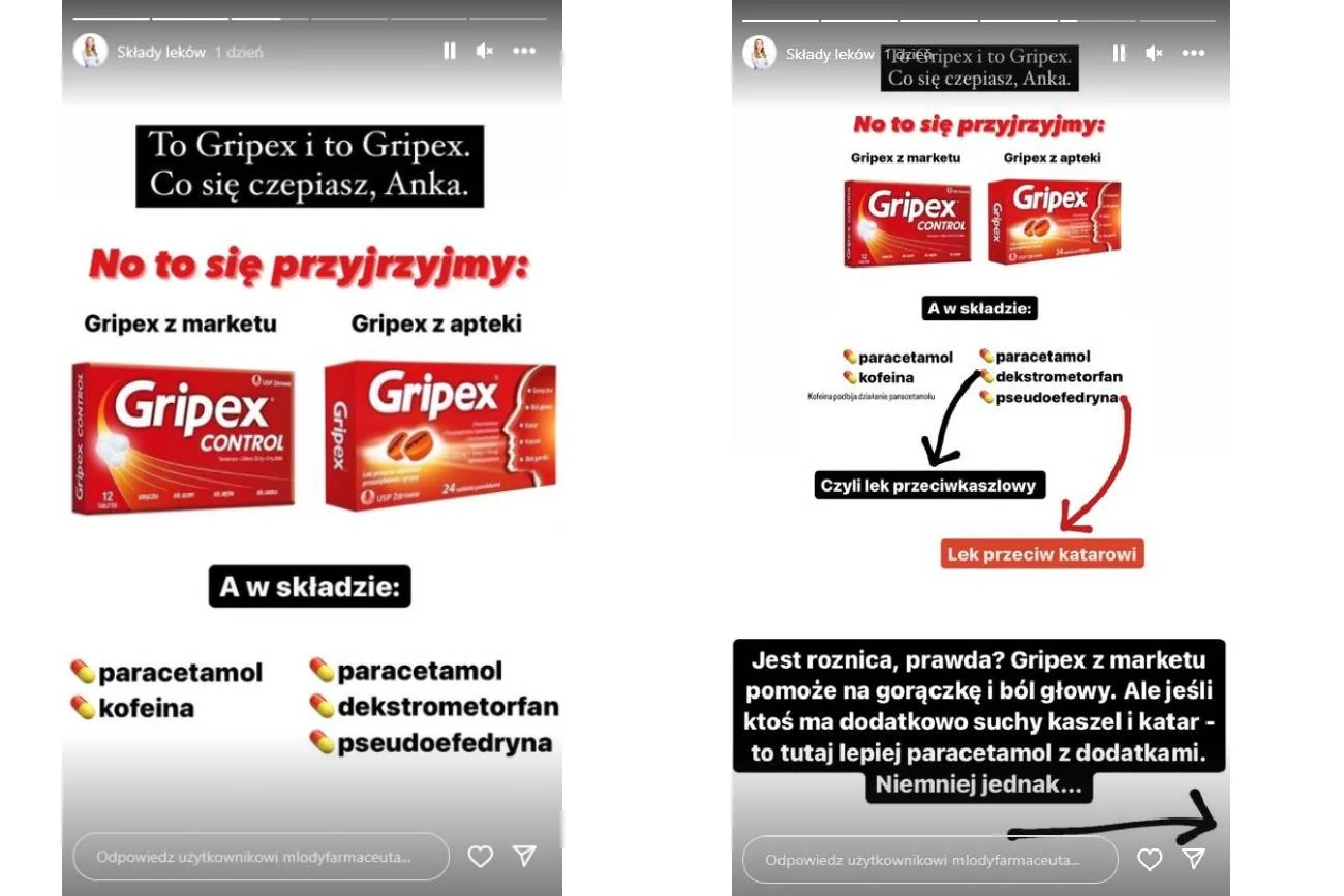 Zaznaczenie różnic w składach lekarstw