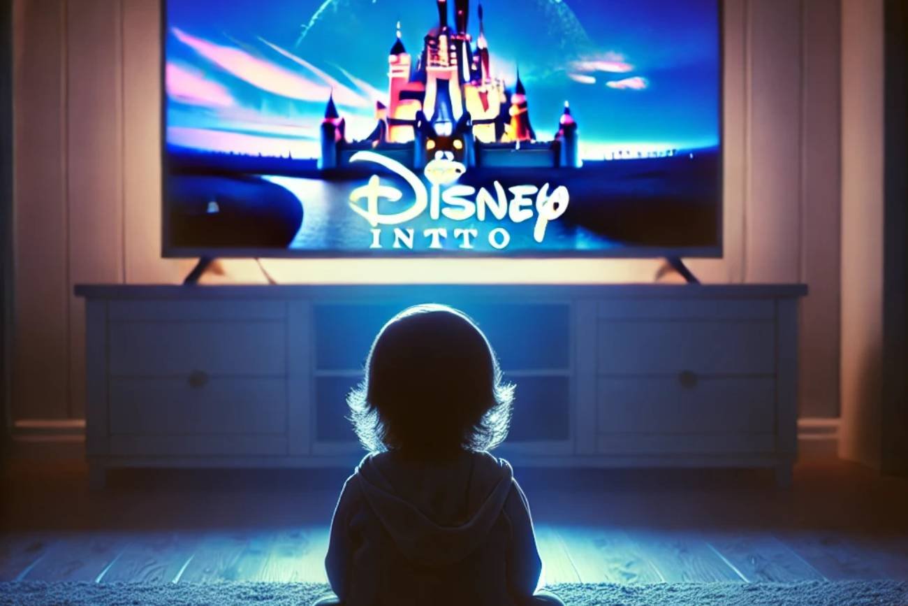 Dziecko oglądające bajkę Disneya.