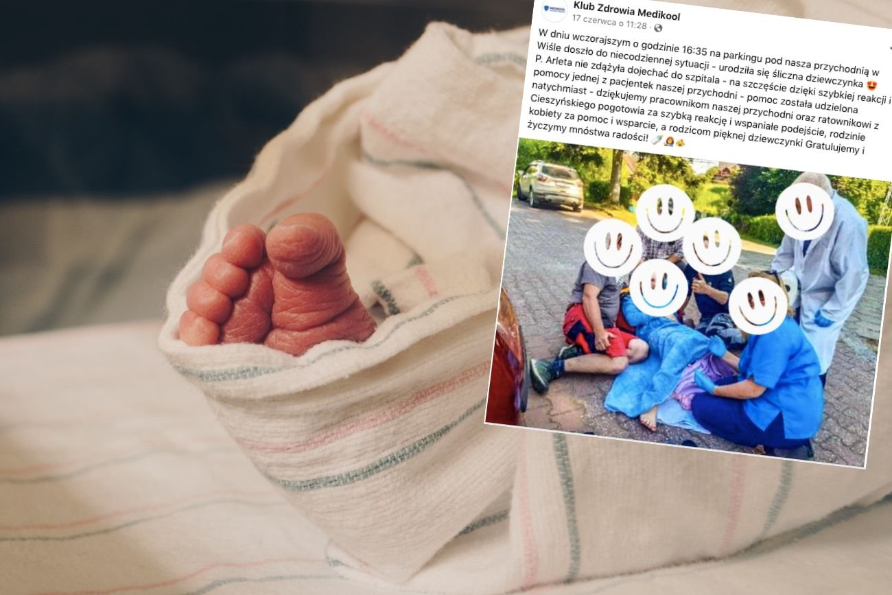 poród na parkingu w Wiśle