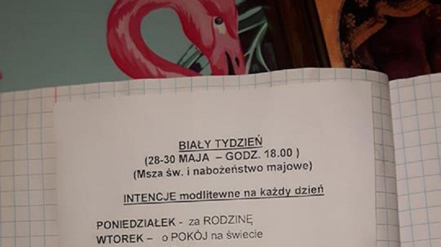 Notatka w szkolnym zeszycie