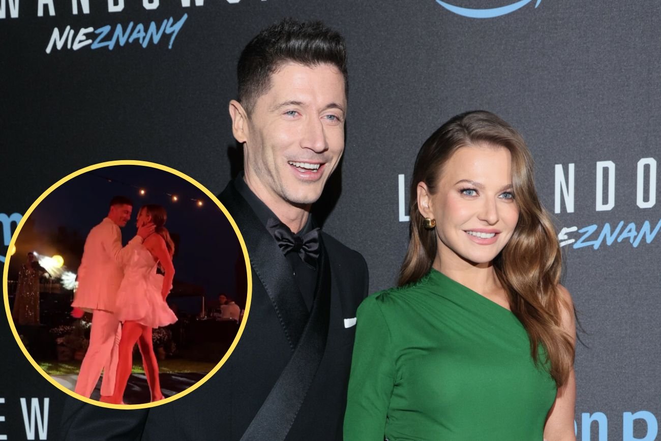 Anna i Robert Lewandowscy tańczą pierwszy taniec.